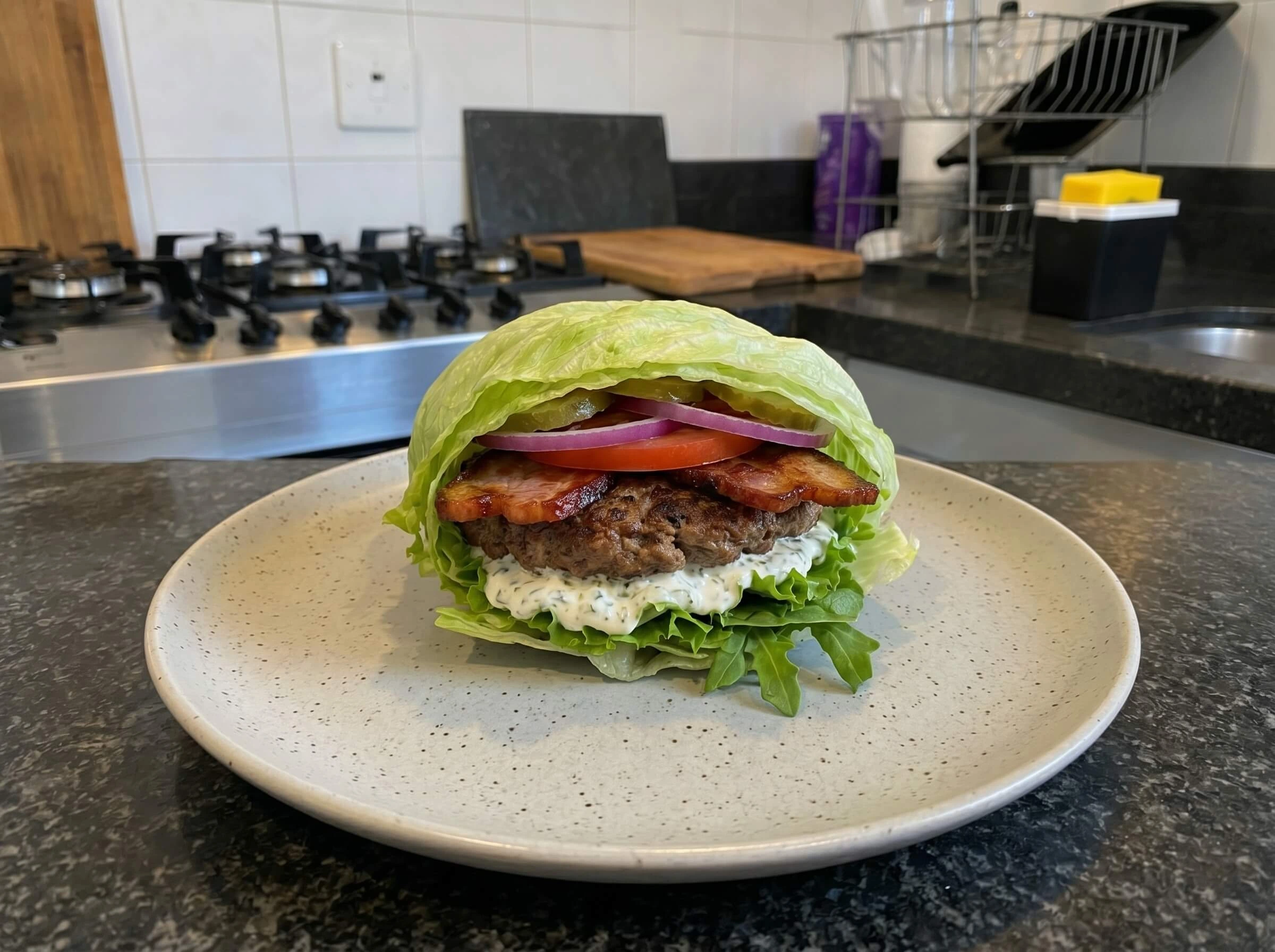 Burger low carb no prato